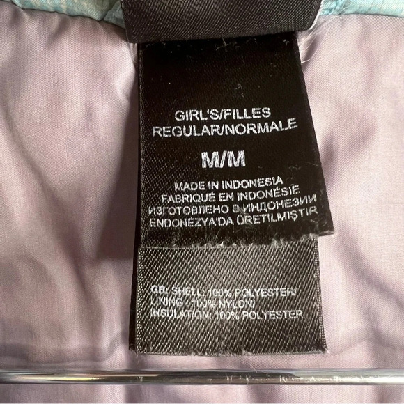 The North Face Girl Puffer Jacket Blue Green Gray Plaid Full Zip Size Medium GUC - Picture 6 of 7